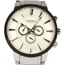 Vogue Water Quartz Hours Hand Dial Clock Men Mens Steel Wrist Watch White