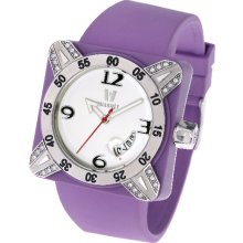 Vuarnet Womens Deepest Lady Plastic Watch - Purple Rubber Strap - White Dial - VUAV45.003