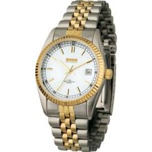 Watch Creations Men's 2-Tone Folded Bracelet Watch w/ White Dial Promotional