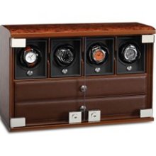 Watch Winders: 4-Module Briarwood Watch Winder w/ Watch Storage Trays