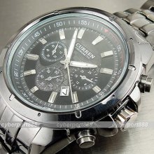 Water Quartz Hour Dial Day Analog Luxury Sport Men Steel Wrist Watch Wg065