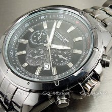 Water Quartz Hour Dial Day Analog Luxury Sport Men Steel Wrist Watch Wa065