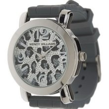 Wendy Williams Animal Print Dial Silicone Strap Watch - Grey - One Size