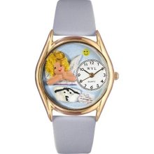 Whimsical Watches Gold C0610007 Women'S C0610007 Classic Gold Nurse Angel Baby Blue Leather And Goldtone Watch