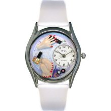 Whimsical Watches Nail Tech Red Leather And Silvertone Watch