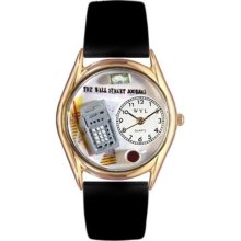 Whimsical Womens AccounTant Black Leather And Goldtone Watch #C06 ...