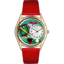 Whimsical Womens Billiards Red Leather And Goldtone Watch #C04300 ...