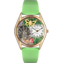 Whimsical Womens Cat Nap Green Leather And Goldtone Watch #C01200 ...