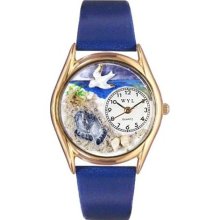 Whimsical Womens Footprints Royal Blue Leather And Goldtone Watch ...