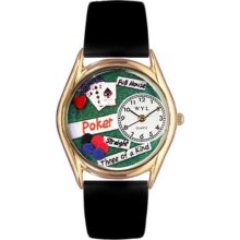 Whimsical Womens Poker Black Leather And Goldtone Watch #C0430003 ...