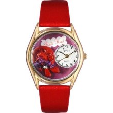 Whimsical Womens Red Hat Red Leather And Goldtone Watch #C0460001 ...