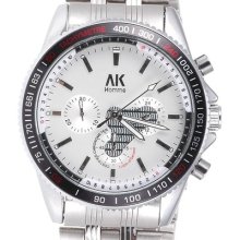 White Ak-homme Mens Stainless Steel Chronograph Super Cool Sport Watch Ak248