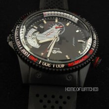 Winner Sport Mens Black Rubber Band Date Automatic Mechanical Wrist Watch