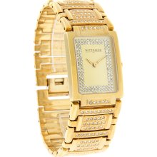 Wittnauer Krystal Collection Mens Rectangular Gold Tone Swiss Quartz Watch 11A06