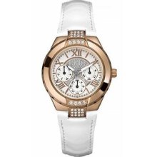 Woman's Wrist Watch By Guess Rhinestone White Mod. Viva W11566l1