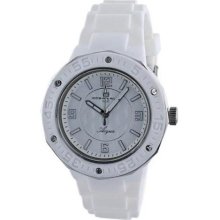Women Oceanaut OC0215 Ceramic Case Rubber Bracelet White Tone Di ...