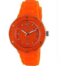 Women's Ceramic Case Rubber Bracelet Orange Tone Dial