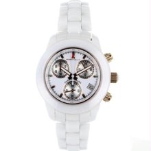 Women's Chronograph Ceramic Case and Bracelet White Dial