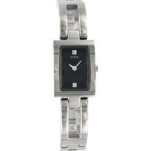 Women's Guess Watch Black Face With Bling Silver Tone Stainless Steel Bracelet