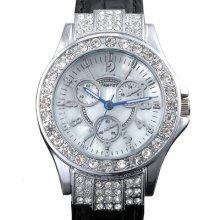 Womens Ladies Fashion Alias Kim Brand Black Wrist Quartz Silver Dial&case Watch