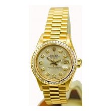 Women's Rolex President Silver Diamond Dial/Yellow Gold/1ct Preowned