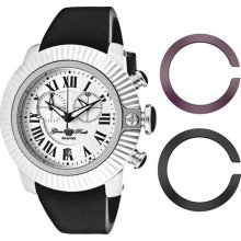 Women's So-Be Mood Chronograph Silver Dial Black Silicone ...