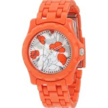 Women's ST/6005MPOR Diamond Dial Floral Print Orange Corn Resin