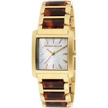 Women's White MOP Dial Gold Tone IP Stainless Steel and Tortoise ...