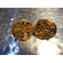 Wow Vintage Gold Plated Pocket Watch Metal Cuff Links Rare