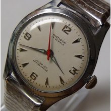 WWII Precision Swiss Made Military Style Men's Silver Watch