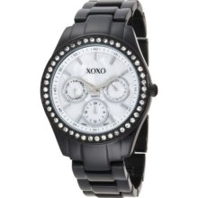 Xoxo Women's Xo115 Rhinestone Accent Black Enamel Bracelet Watch