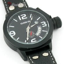 Y195 Homme Day Date Mens Mechanical Automatic Wrist Black Watch