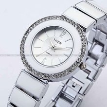 Yaqin Fashion Lady Girl Steel&ceramic Bracelet Quartz Analog Dress Watch Gift