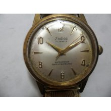 Zodiac 17 Jewels Manual Winding Swiss Speidel Usa Vintage Mens Watch Runs Good