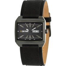 Zoo York ZYE1013 Stainless Steel Black Dial Black Leather Strap