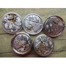 1,18 inch Vintage watch movements,steampunk,steampunk supply, set of 5 from soviet Russia