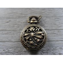 1 Pcs Antique Bronze DragonflyPocket Watch Pendant, Antique Brass Vintage Dragonfly Pocket Watch, Steampunk Dragonfly Clock Pendants