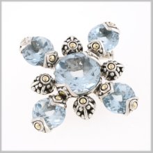 119329 John Hardy Batu Sari Silver/blue Topaz Cross Brooch