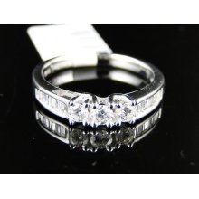 14k Ladies White Gold Genuine Diamond Wedding Band Ring