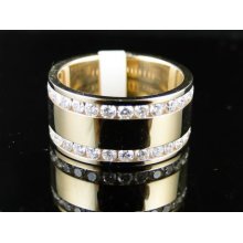 14k Mens/ladies Yellowgold Genuine Diamond Band Ring 1c