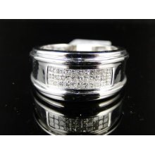 14k Mens White Gold Diamond Wedding Band Ring 0.50ct