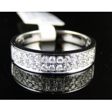 14k Mens White Gold Genuine Diamond Band Ring 0.49 Ct