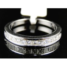 14k White Gold Ladies Womens Princess Diamond Wedding Band Ring .52 Ct