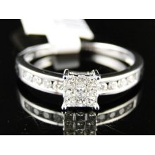 14k White Gold Ladies Womens Engagement Princess Diamond Wedding Band Ring .25ct