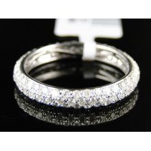 14k Womens White Gold Diamond Wedding Band Pave Eternity Designer Ring 1.27 Ct
