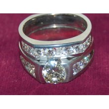 14kt White Gold Engagement Rings Both Bands Size 6 3/4 Solitaire 1.06 Cts