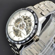 1pcs Silver Men Man's Watch Winner Hollow Dial Face Automatic Watch