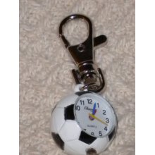 1x Soccer Logo Pocket Watch Keyring (silver/black/w)