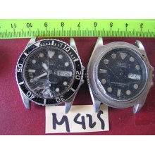2pc Vintage Seiko Diver 7s26-0050 & 0040 Auto Gents Parts Watch Asis