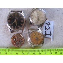 3pc Vintage Titus Swiss Manual Wind Gents Parts Watch Asis